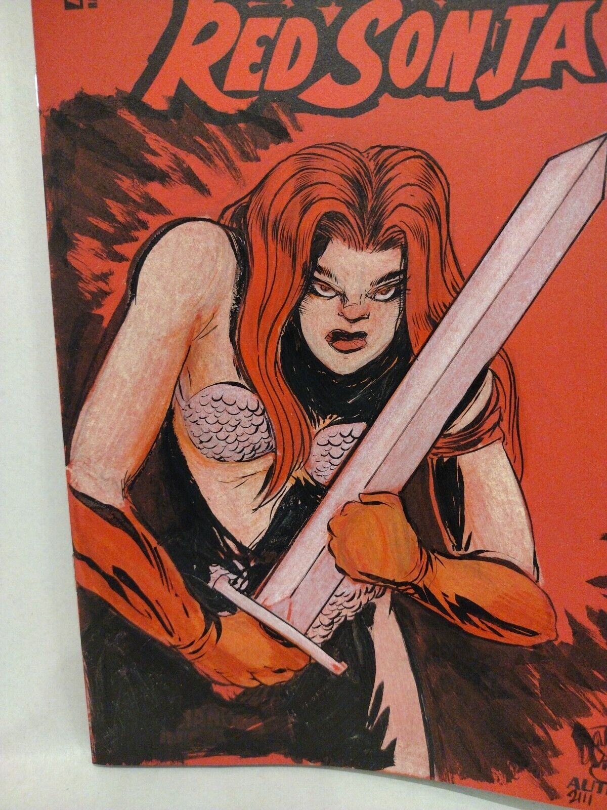 Savage Red Sonja #1 Red Sketch Variant Cover Comic W Dave Castr Original Art