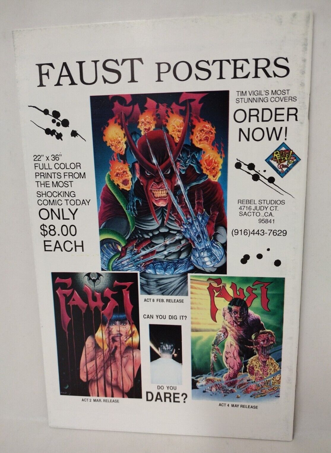 Faust Love Of The Damned Act 1 (1991) Rebel Studios 6th Print Tim Vigil