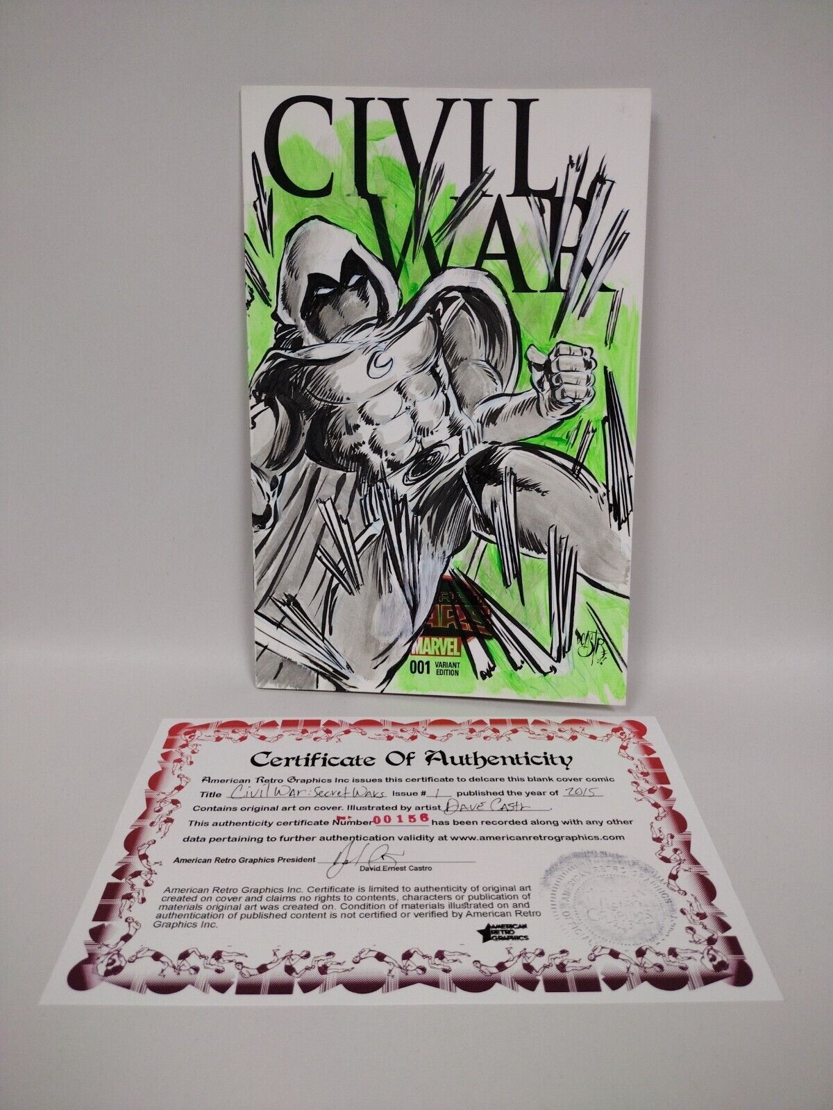 Secret Wars Civil War 1 2015 Marvel Blank Sketch Cover Original Moon Knight Art 