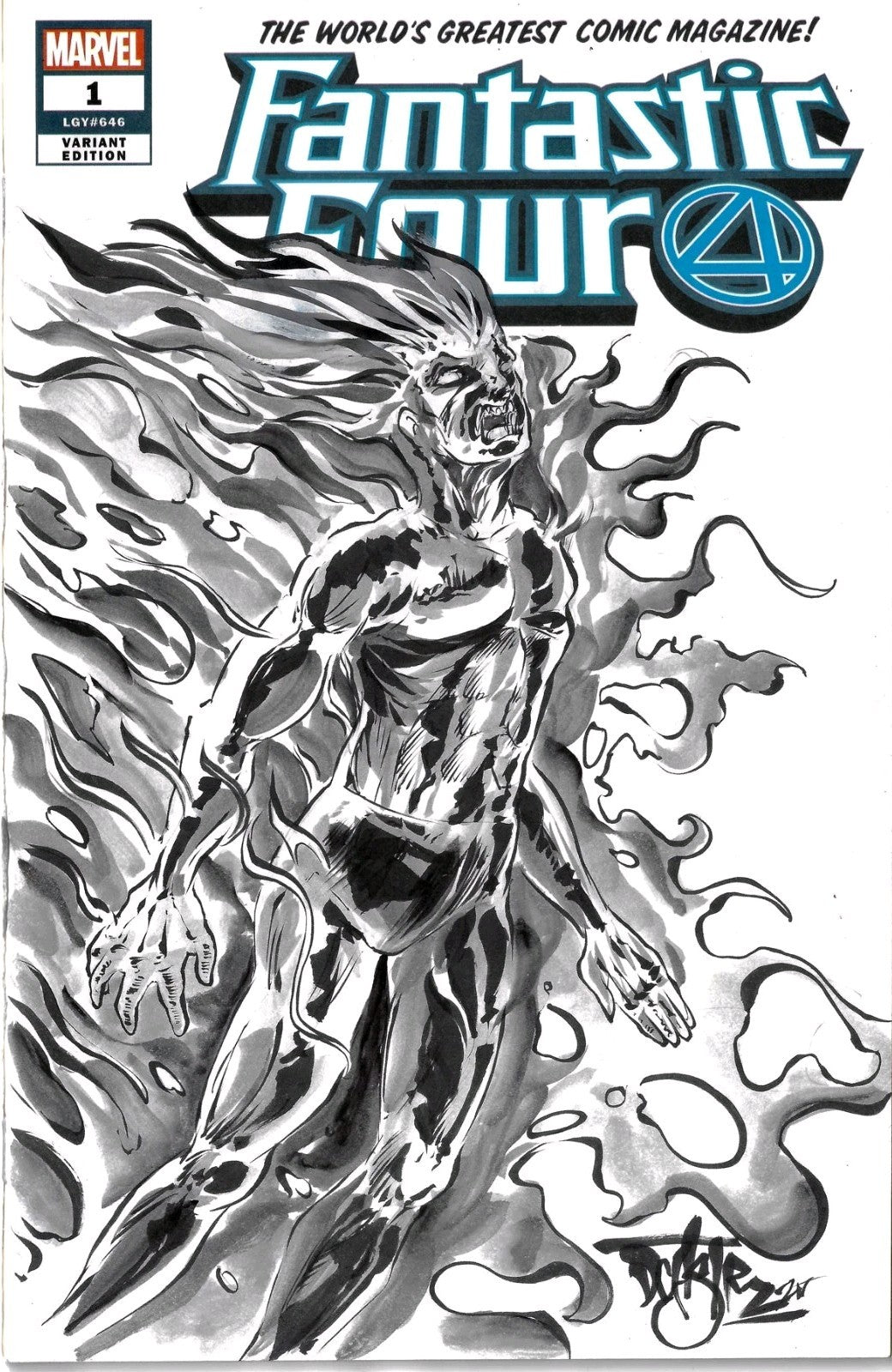 Fantastic Four #1 (2018) Marvel Sketch Cover Var Comic W Original Dave Castr Art