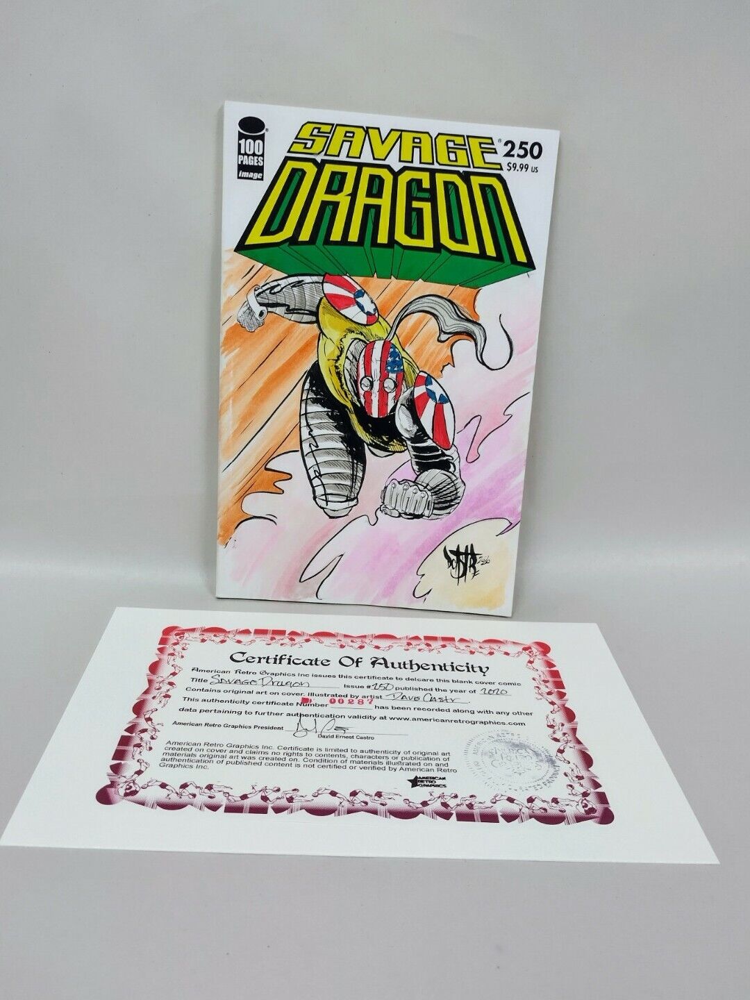 Savage Dragon #250 Blank Cover Variant Comic W Original Art ARG COA 287