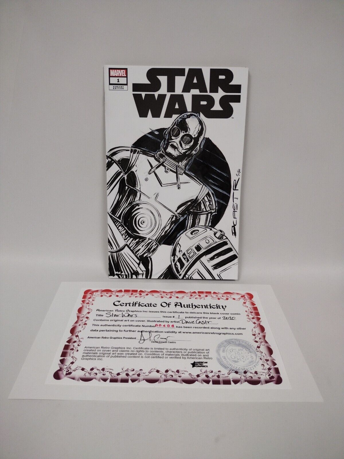 Star Wars 1 (2020) Blank Cover Variant W Original C-3PO & R2D2 Dave Castr Art