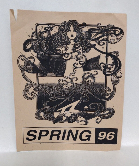 Rusty Surfboards Spring 1996 Original Flyer Print Alphonse Mucha Inspired 