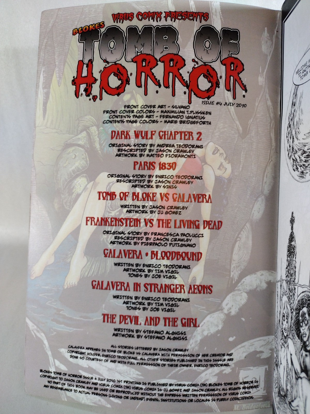 Blokes Tomb Of Terror #4 (2010) Virus Comix Calavera Teodorani Cover B VG