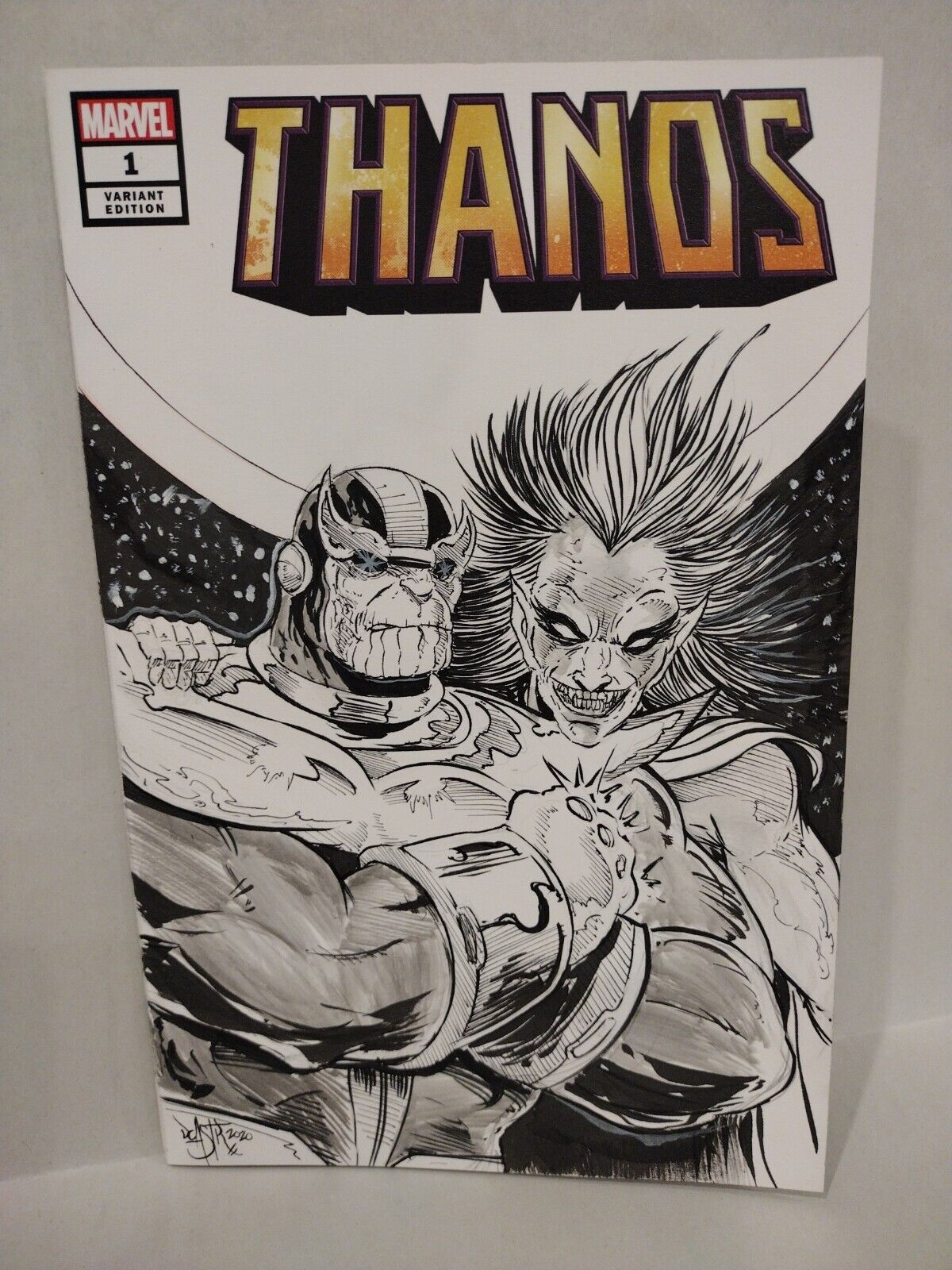 Thanos #1 (2019) Marvel Blank Sketch Cover Comic W Original Mephisto Art DCastr