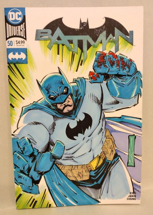 Batman #50 Blank Cover Variant DC Comic w Original CORY HAMSCHER Art COA