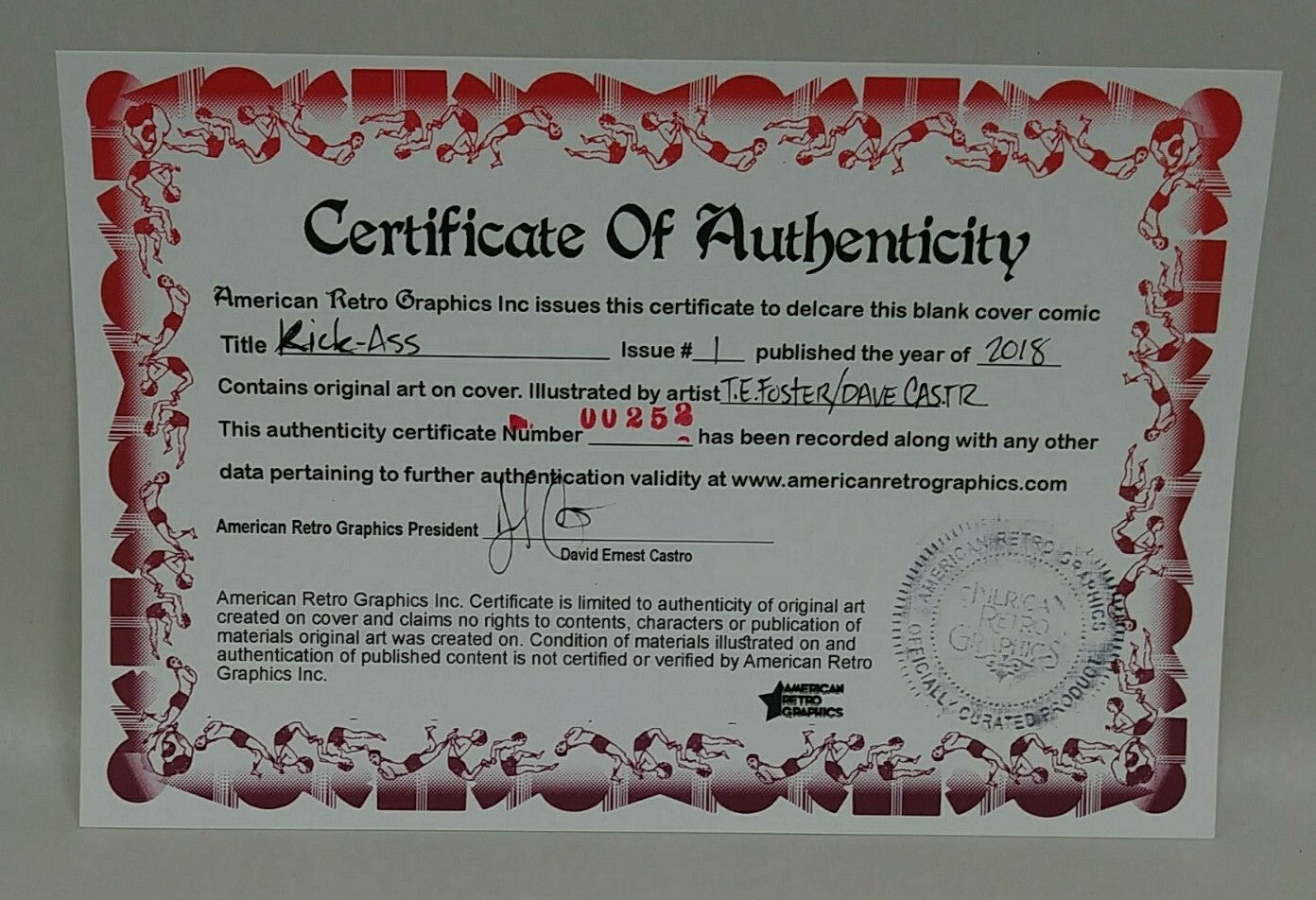 Kick-Ass #1 Blank Cover Variant Comic 2018 W Original T.E.Foster / DCastr Art