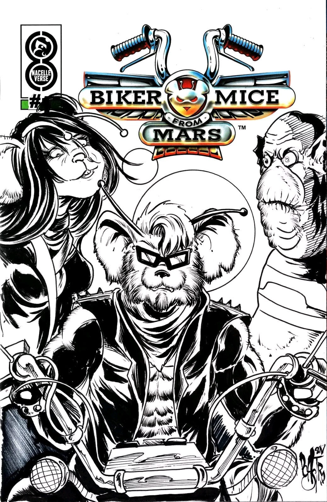 Biker Mice From Mars #1 (2024) Sketch Cover Variant Comic W Original DCastr Art 