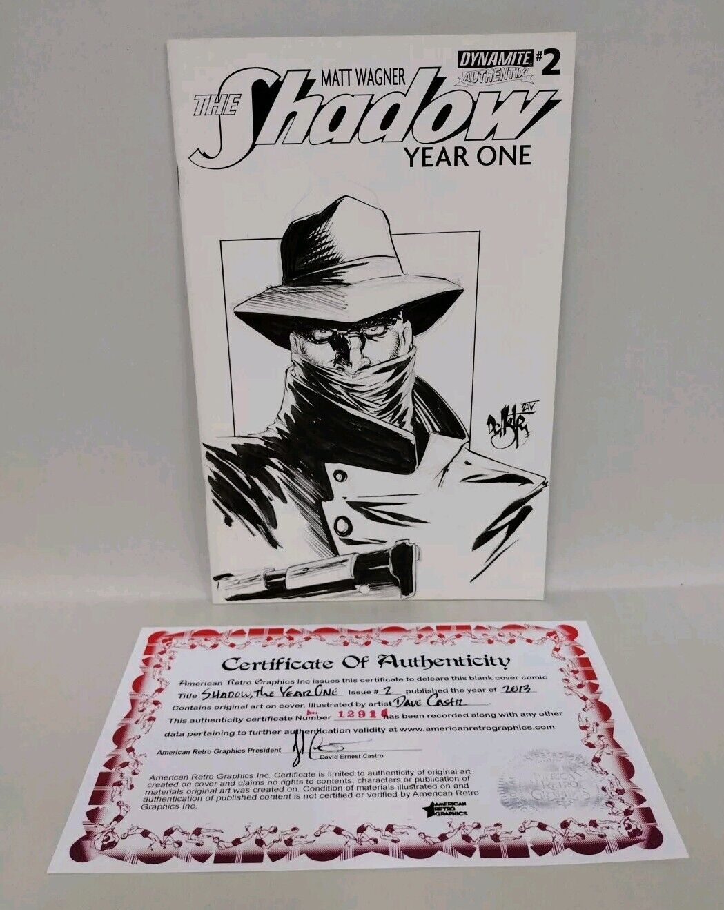 The Shadow Year One #2 (2013) Sketch Cover Variant W Original Dave Castr Art