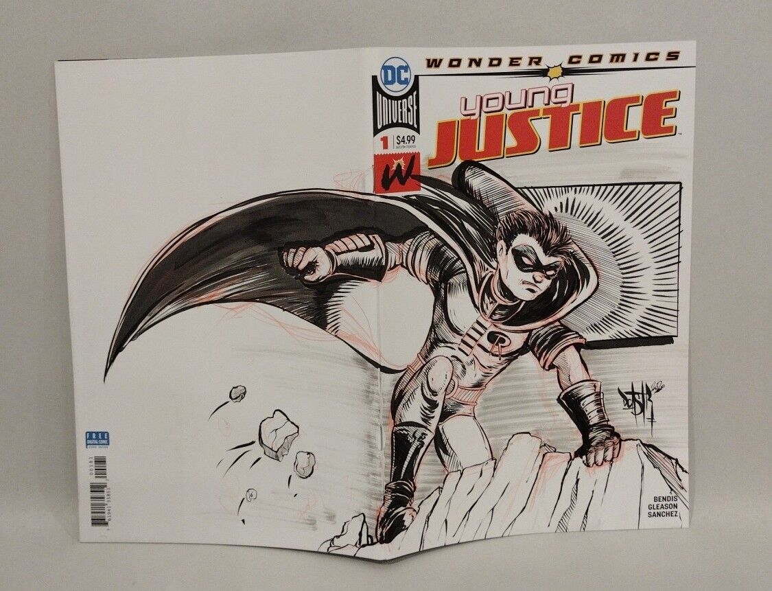 Young Justice #1 (2019) Blank Sketch Variant Cover W Original Robin Art DCastr