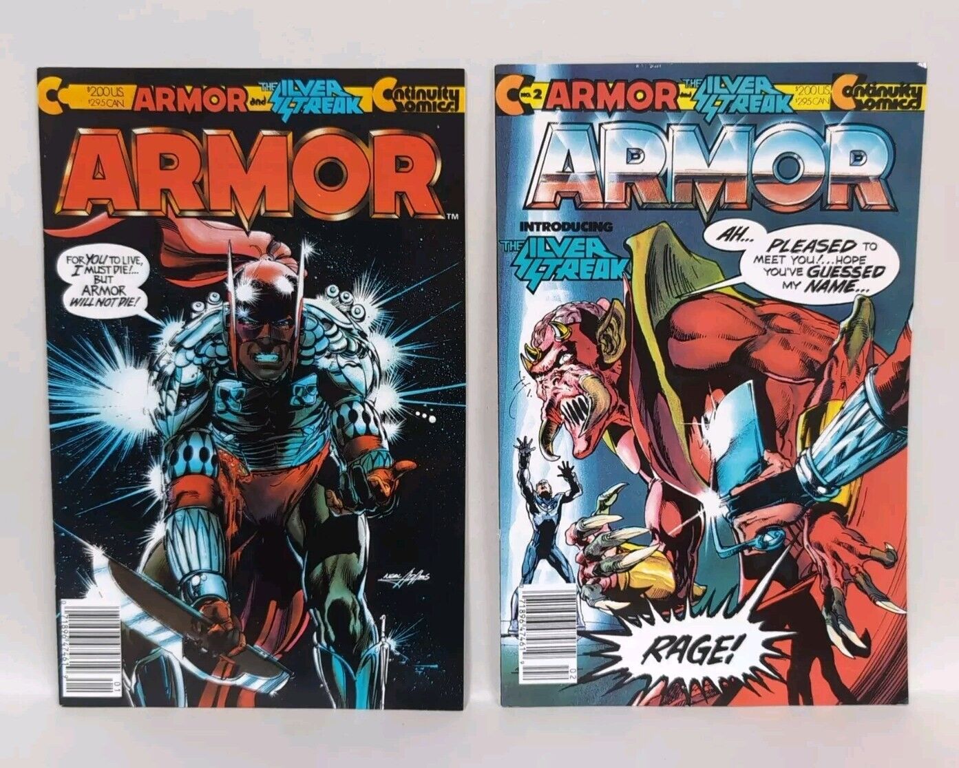 Armor #1 & 2 (1986) Continuity Comics Neal Adams Newstand Variants NM