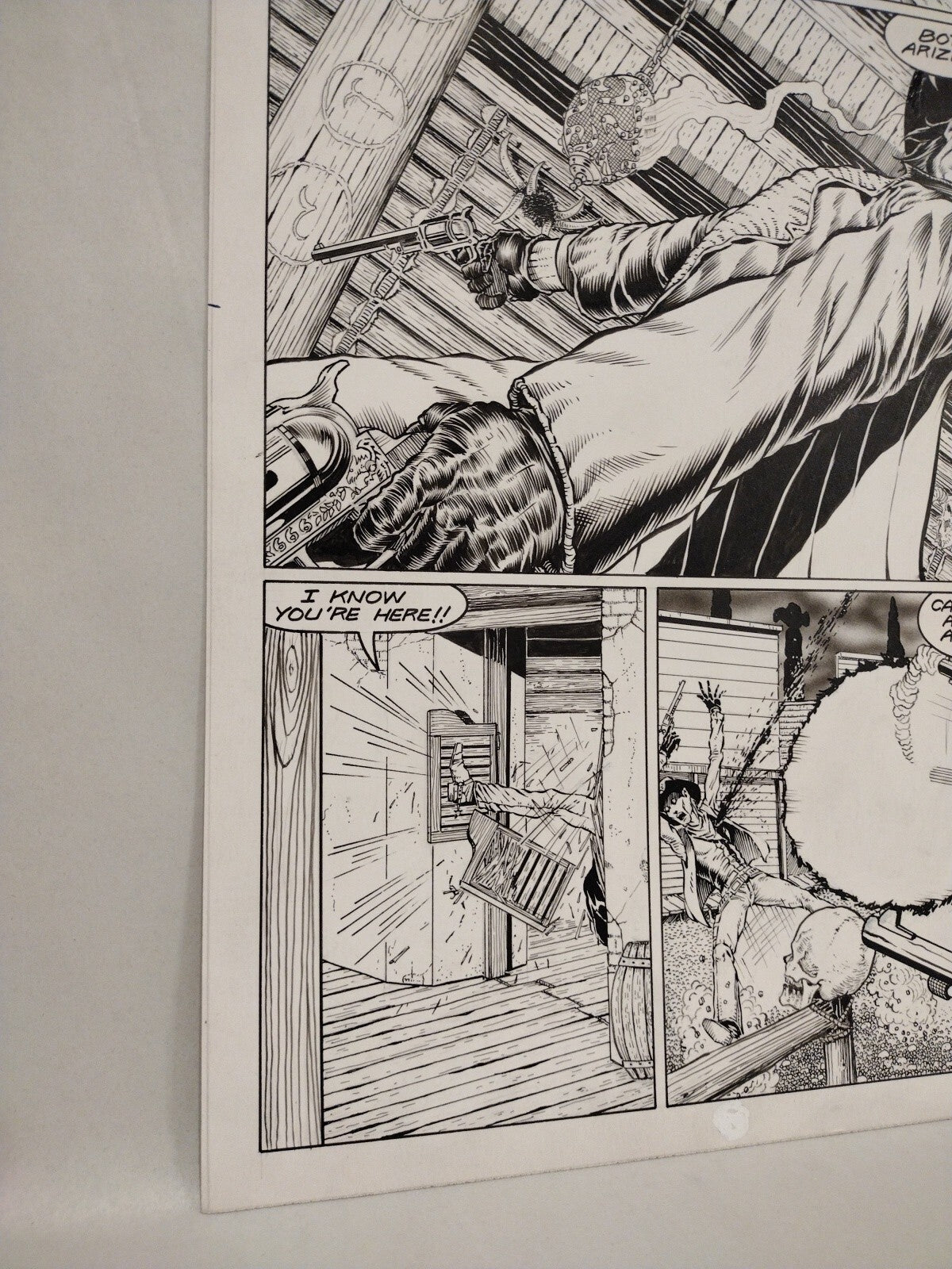 Original Joe Vigil Gunfighters In Hell Comic Art Pg 24 Issue 3 Hand Lettered