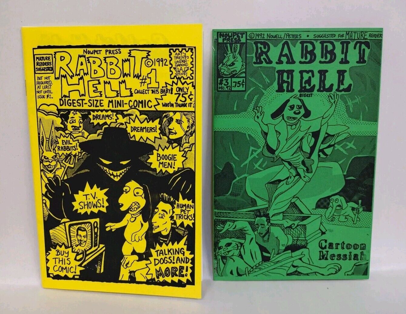 Rabbit Hell Digest (1995) Nowpet Comic Lot Set #1 2 Steve Peters Handmade Comix