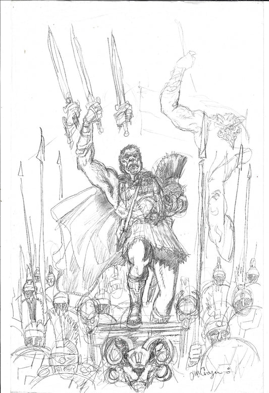 Sar-Na Original Jason Crager Fantasy Comic Preliminary Pin-Up Art 11 X 17 Signed