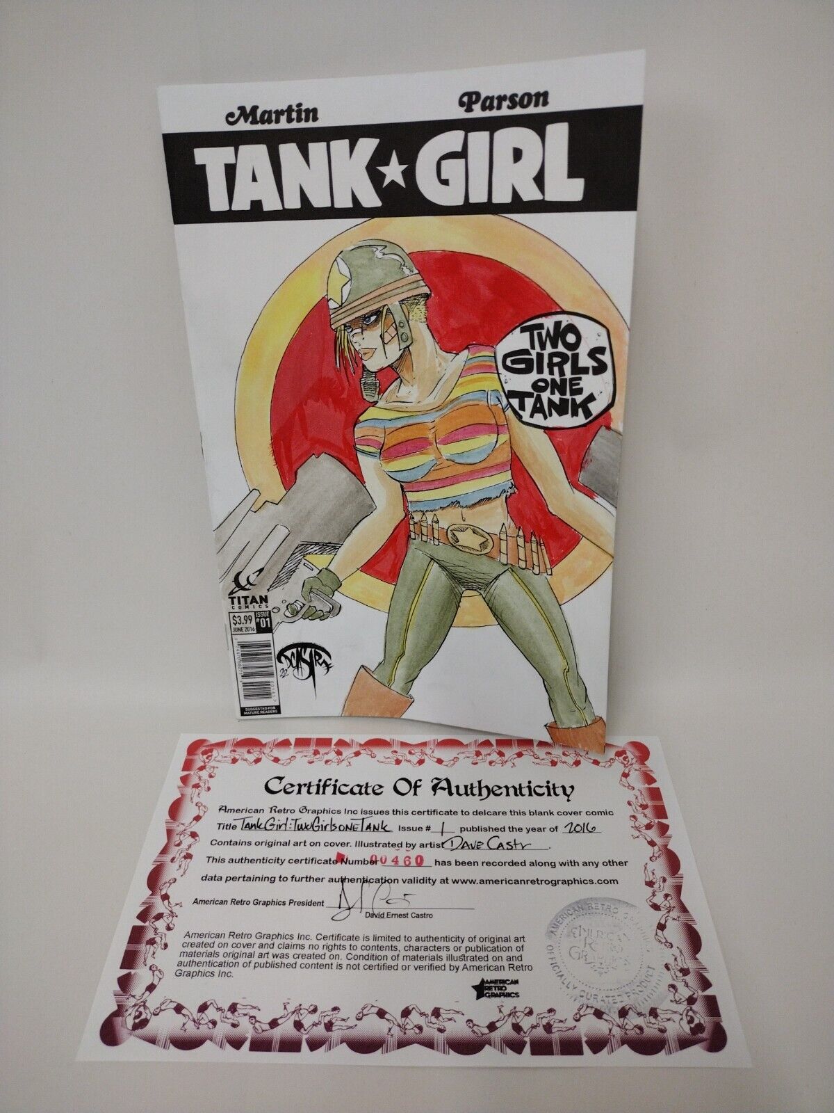 Tank Girl Two Girls One Tank #1 (2016) Blank Cover Comic W Original Art ARG COA