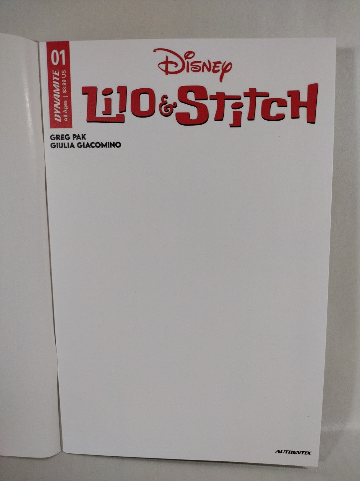 Lilo & Stitch #1 (2024) Dynamite Comic Disney Blank Sketch Variant Cover G NM