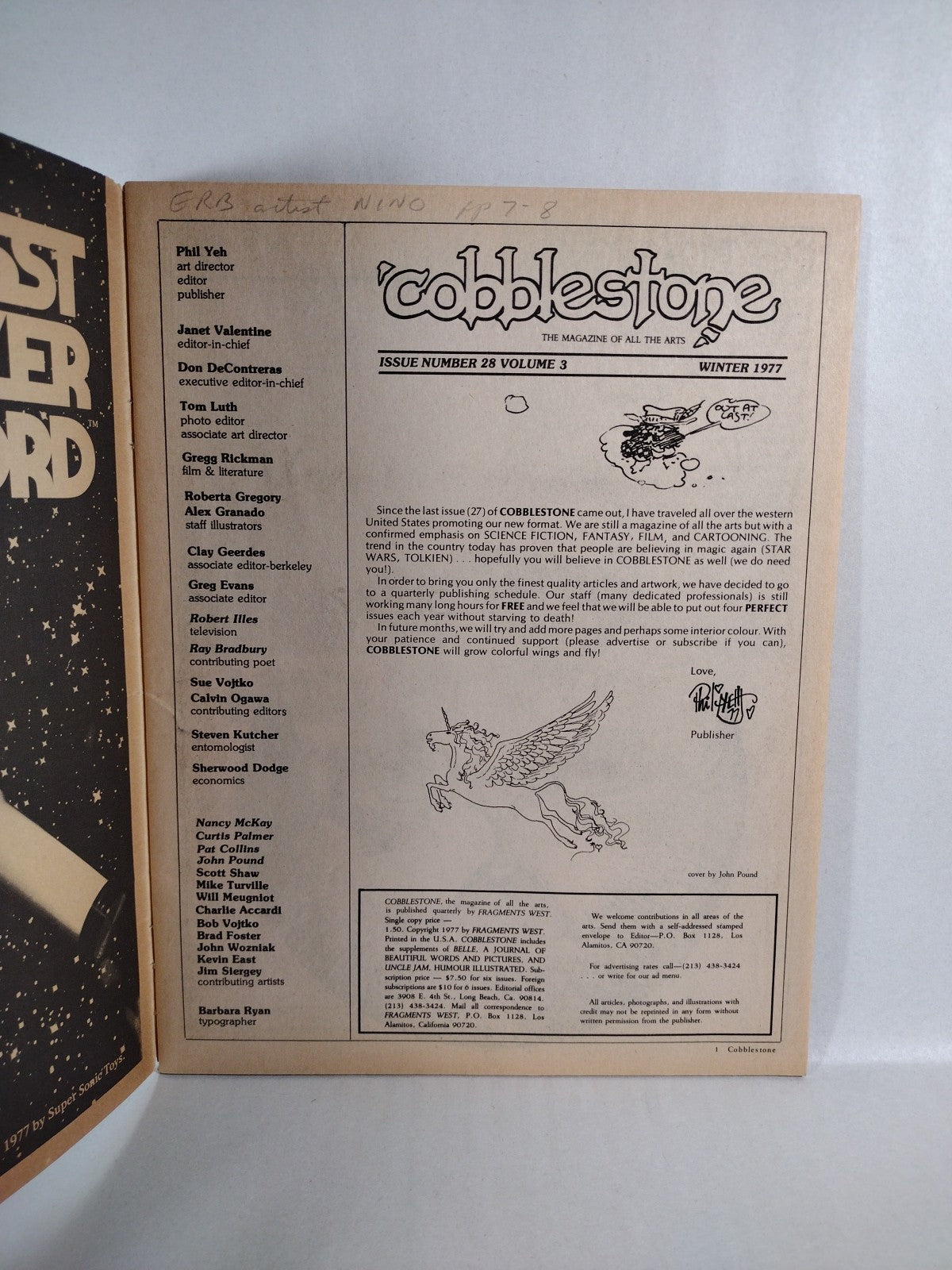 Cobblestone #27 (1977) Magazine Of All The Arts W Alex Nino Print Bruce Berry VG