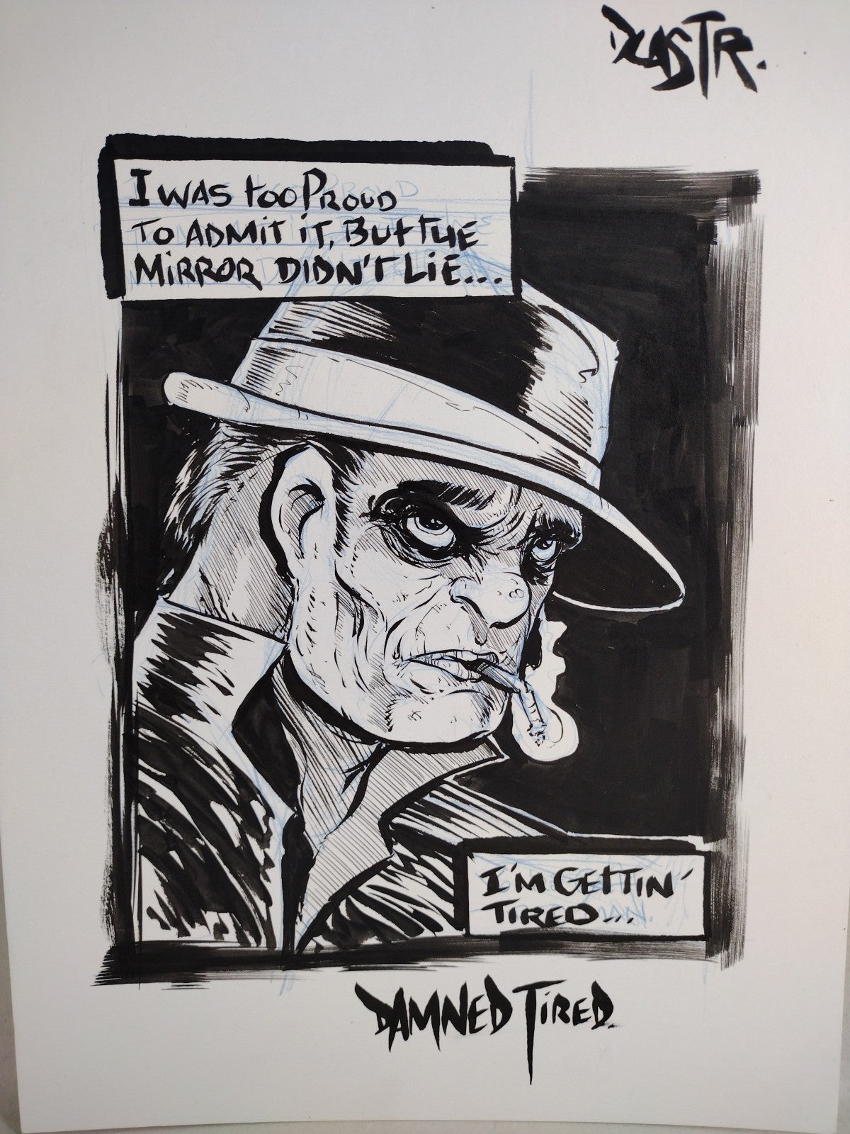 Damned Tired 9x 12" Original Dave Castr Detective Comic Art W ARG COA 54