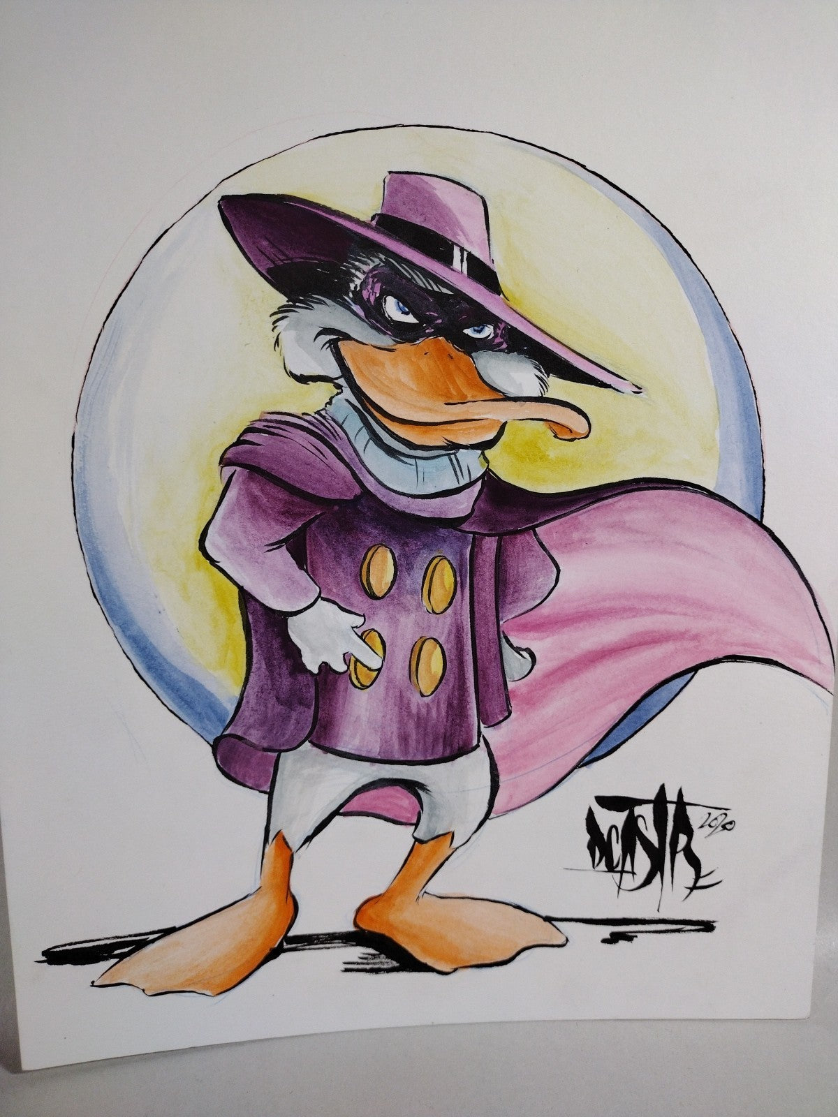 Darkwing Duck (2020) Original 9 X 12" DCastr Watercolor Fan Art W COA 96