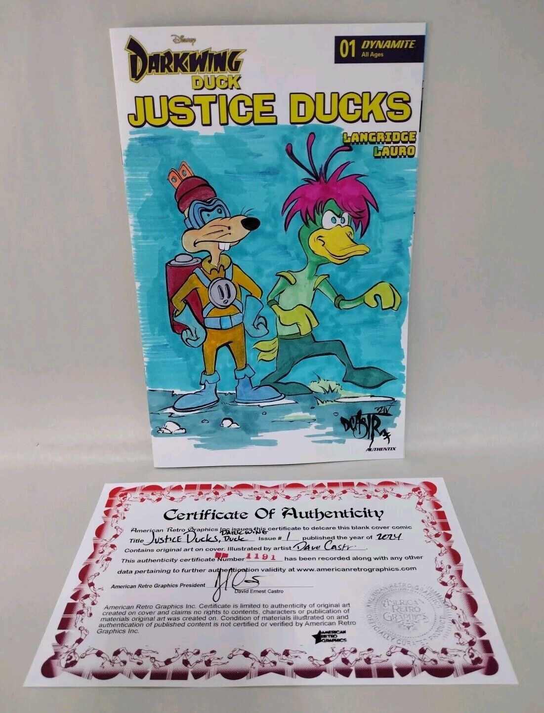 Darkwing Duck Justice Ducks #1 Dynamite Sketch Variant W Origina Dave Castr Art