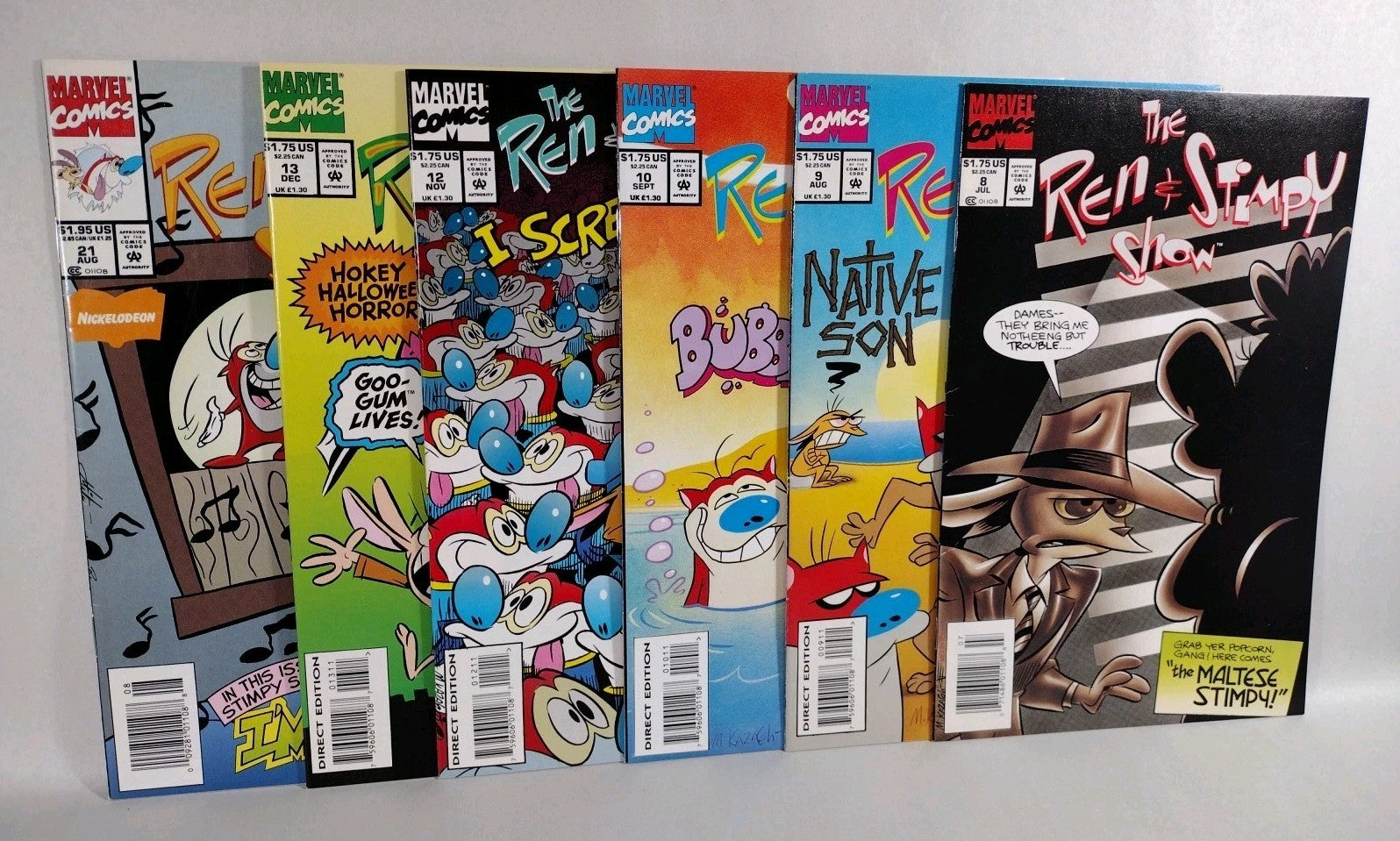 Ren And Stimpy Show (1993) Marvel Comic Lot Set #8 9 10 12 13 21