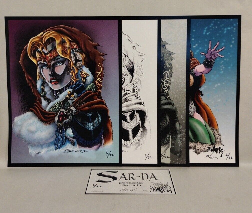 SAR-NA (2007) RAW Comics 4pc Portfolio Set 2B W Signed COA Tim Vigil Hammonds 