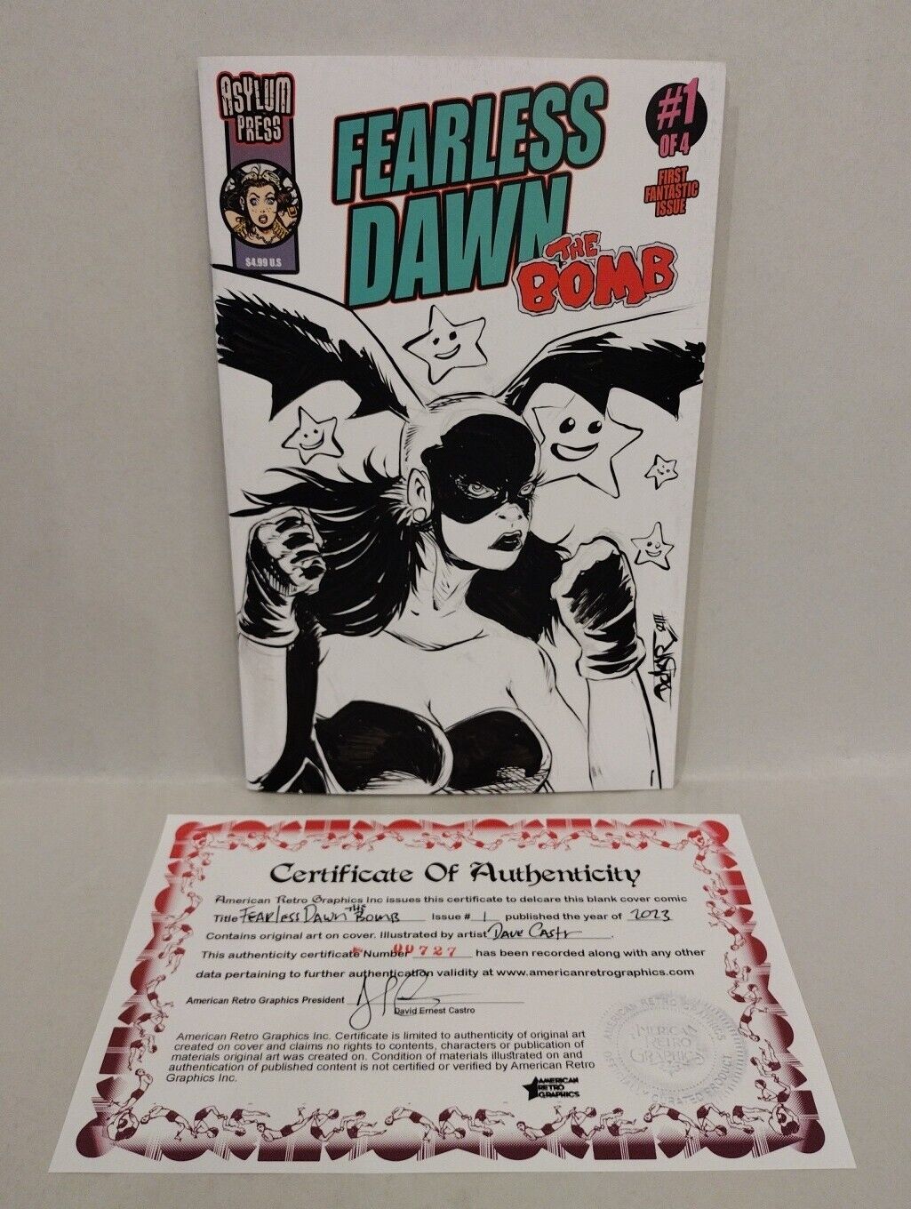 Fearless Dawn The Bomb #1 (2023) Asylum Press Blank Sketch Cover W Original Art