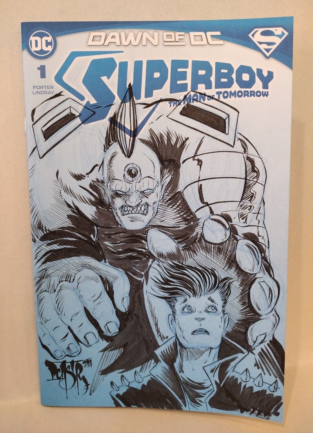 SUPERBOY MAN OF TOMORROW #1 Blank Cover Variant Comic w Original DAVE CASTR Art