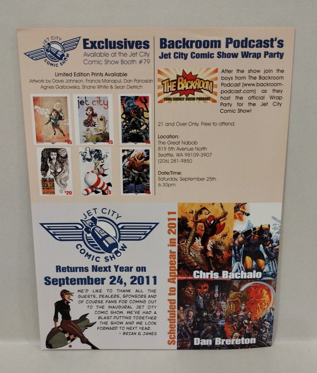 Jet City Comic Show 2010 Program Signed Tim Vigil Dan Panosian Cover Art