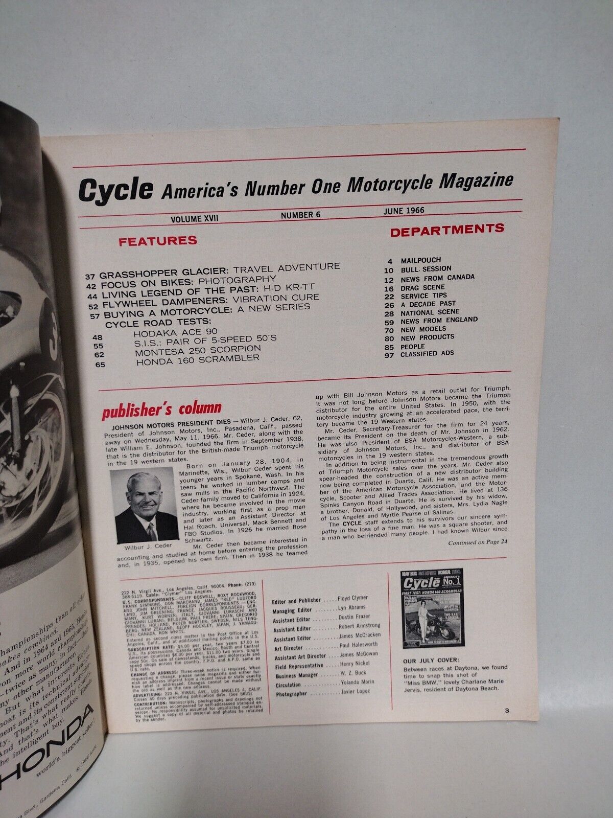 Cycle (1966) Motorcycle Magazine Floyd Clymer Lot June July August 