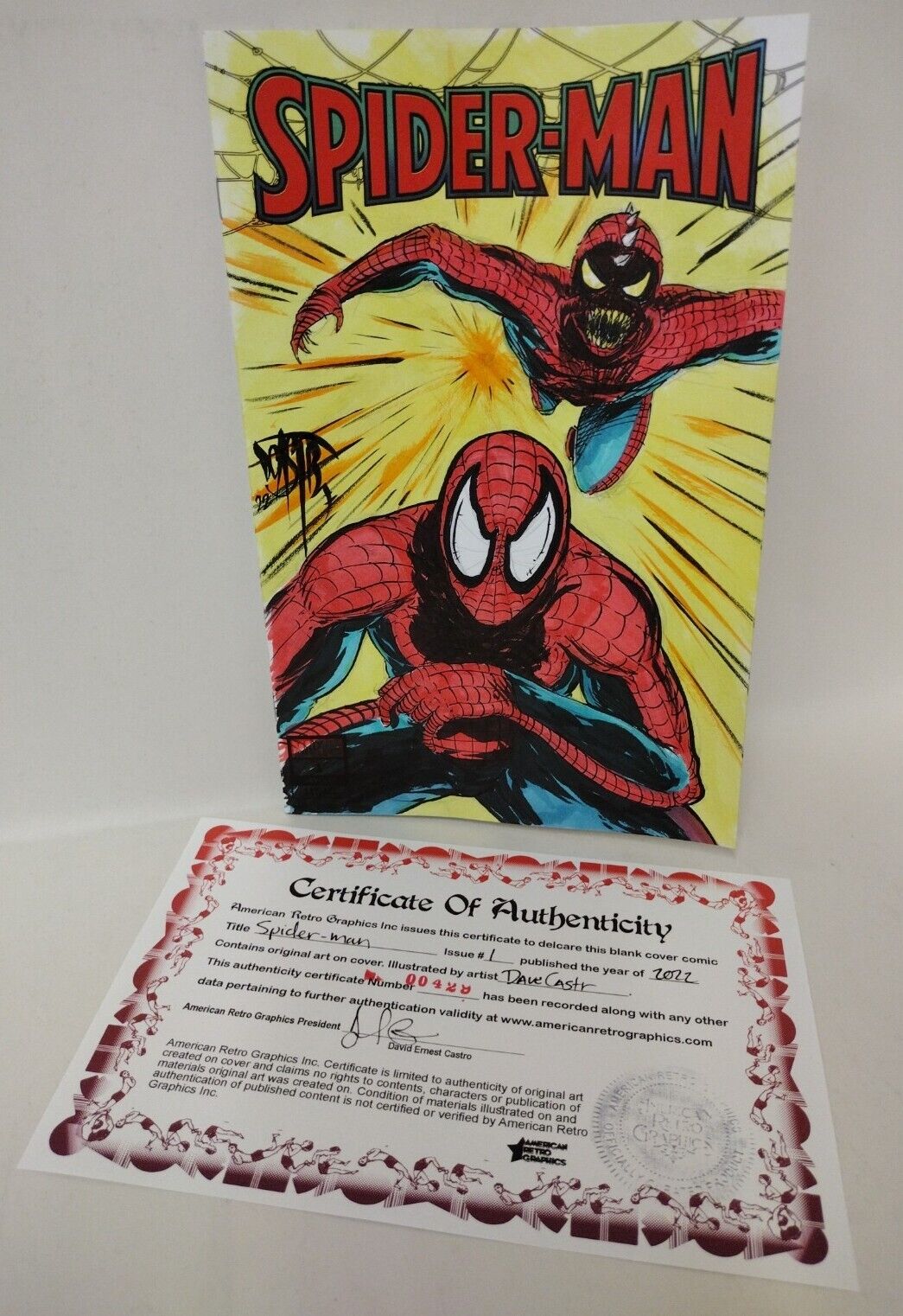 Spider-Man #1 (2022) Marvel Comic Blank Cover W Original DCastr Art COA