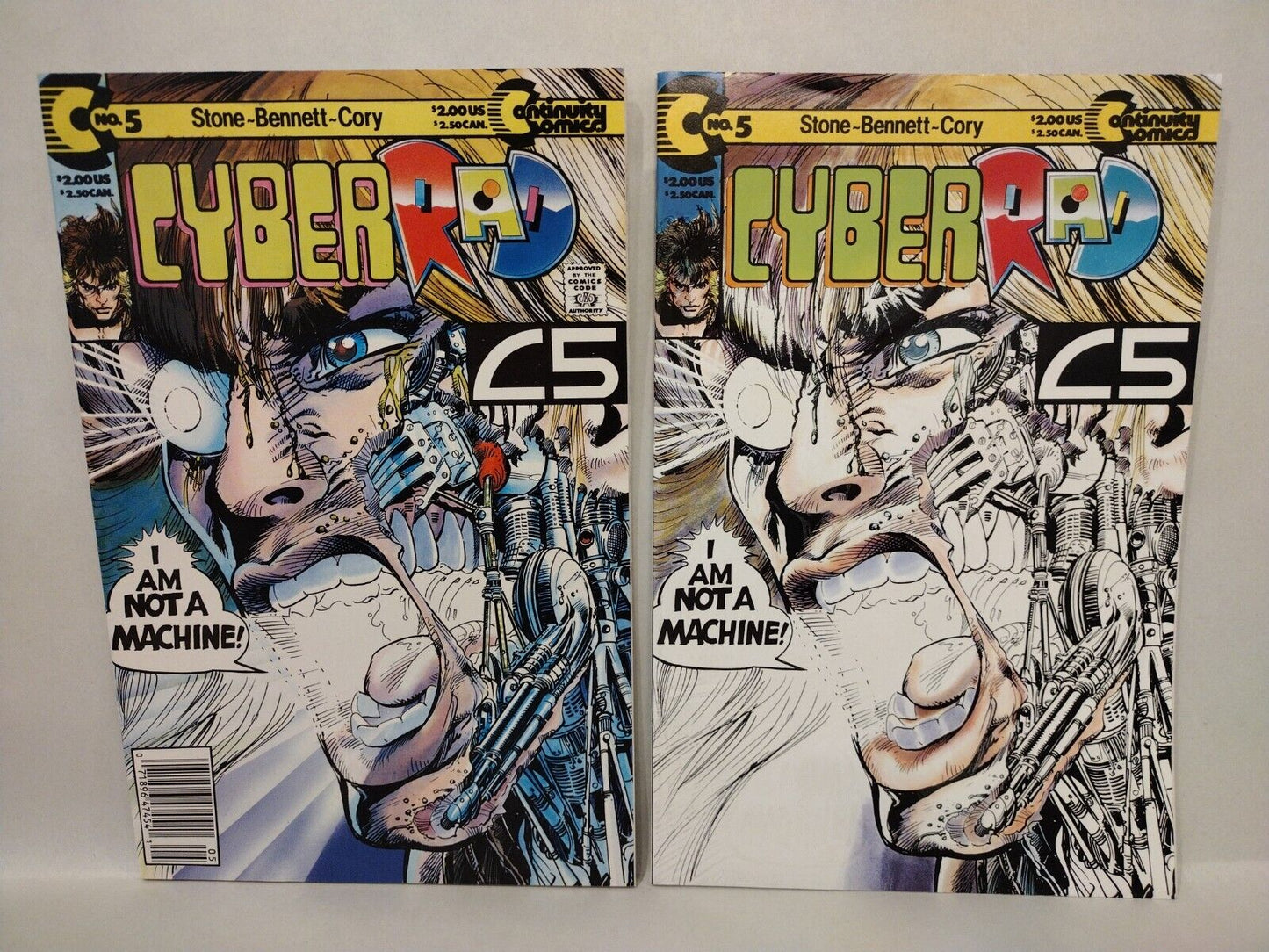 CyberRad #5 (1991) Continuity Comic Set GITD & Newstand Variant Richard Bennett 