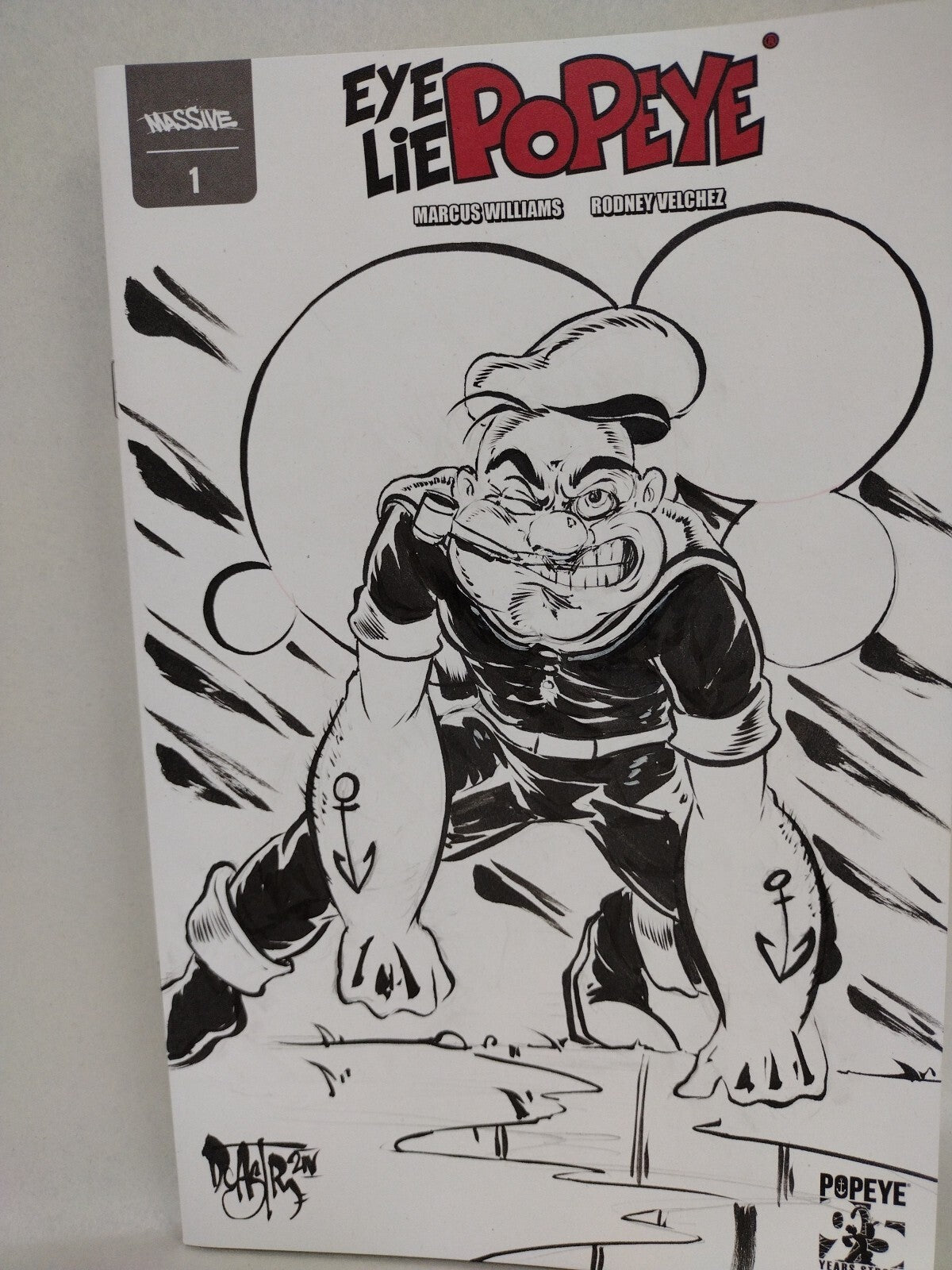 Popeye Eye Lie #1 (2024) Massive Sketch Variant Comic W Original Art