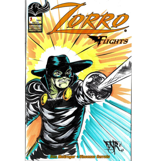 Zorro Flights #1 Blank Cover Variant Original DCastr Art COA