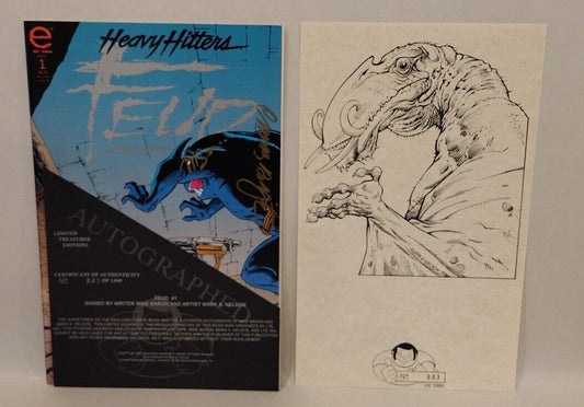Feud #1 (1993) Heavy Hitters Epic Comic 2x Signed W COA + Print 843/1000 LTE