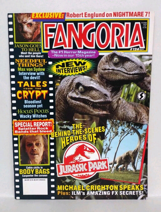 FANGORIA Magazine 126 (1993) Jason Goes To Hell Hocus Pocus Jurassic Park VF