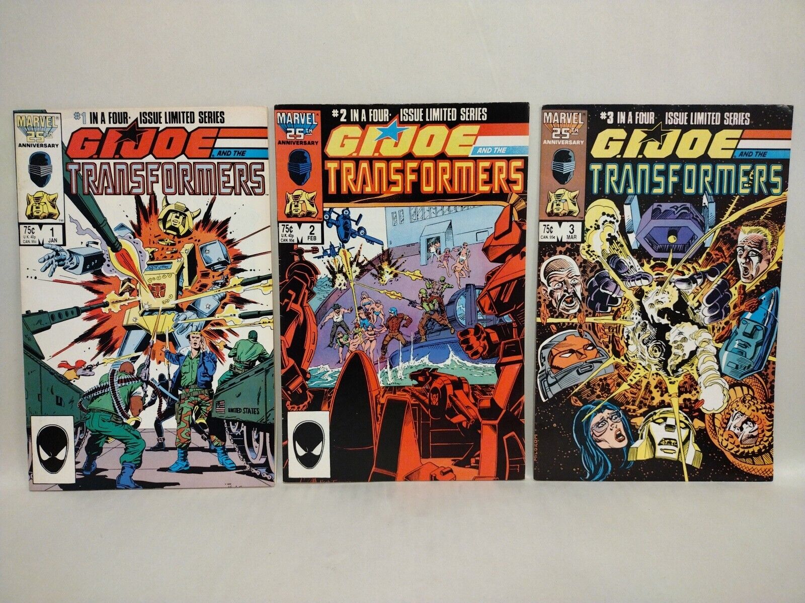 GI Joe Transformers (1987) Marvel Comic Mini-series Lot Set #1 2 3 Herb Trimpe 