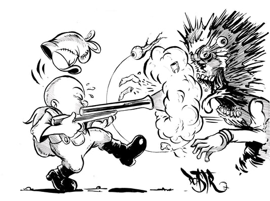 Fudd Original 9x 12" Inked Dave Castr Comic Illustration Art ARG COA 92