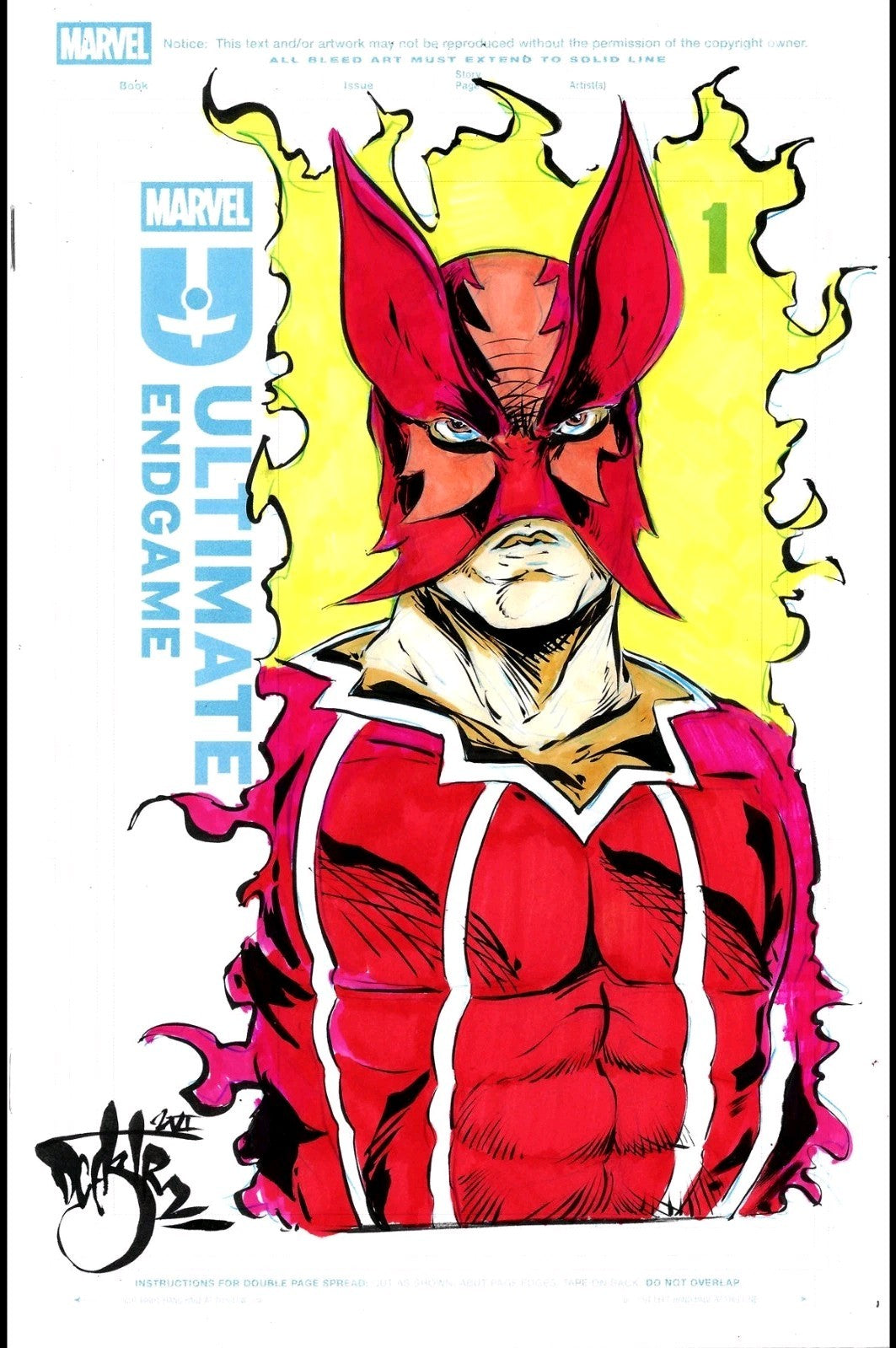 Ultimate Endgame 1 Marvel Comic 2025 Sketch Cover W Original DCastr Sunfire Art