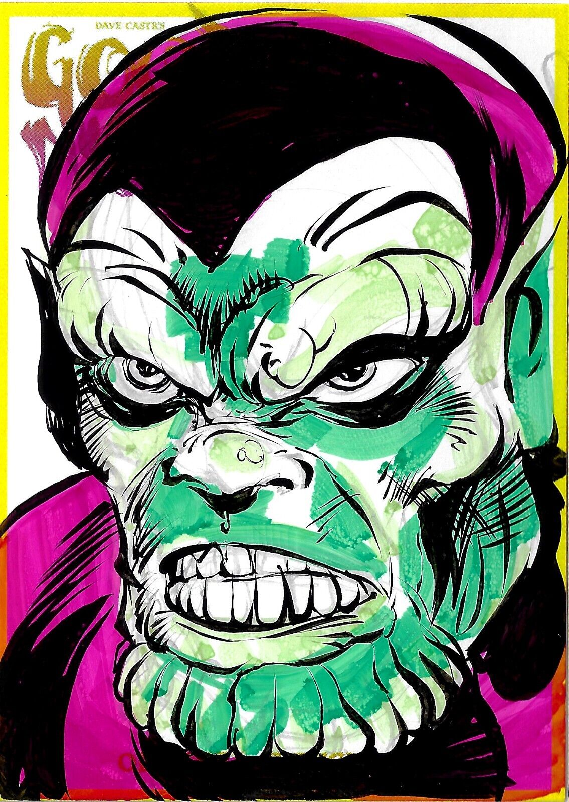 Dave Castr's Good Night (2021) ARG Sketch Card W Original Marvel Skrull Art