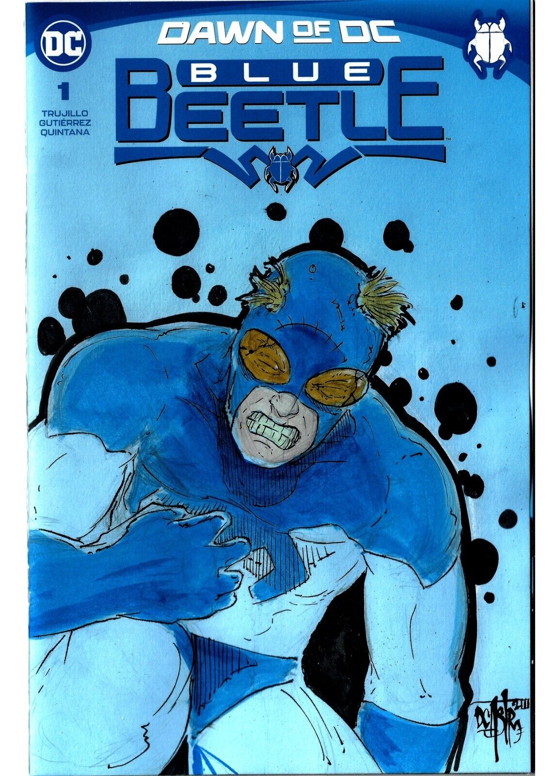 Blue Beetle #1 (2023) Sketch Variant DC Comic w Original Dave Castr Ted Kord Art