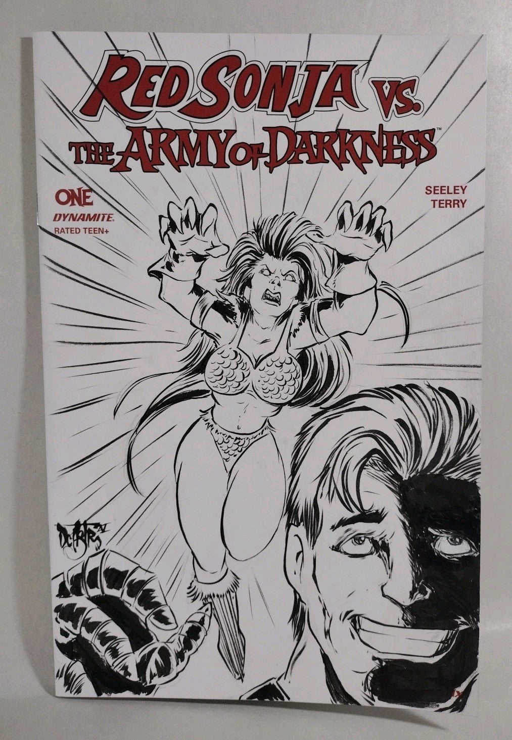 Red Sonja Vs AOD #1 (2025) Dynamite Sketch Variant Comic W Original DCastr Art