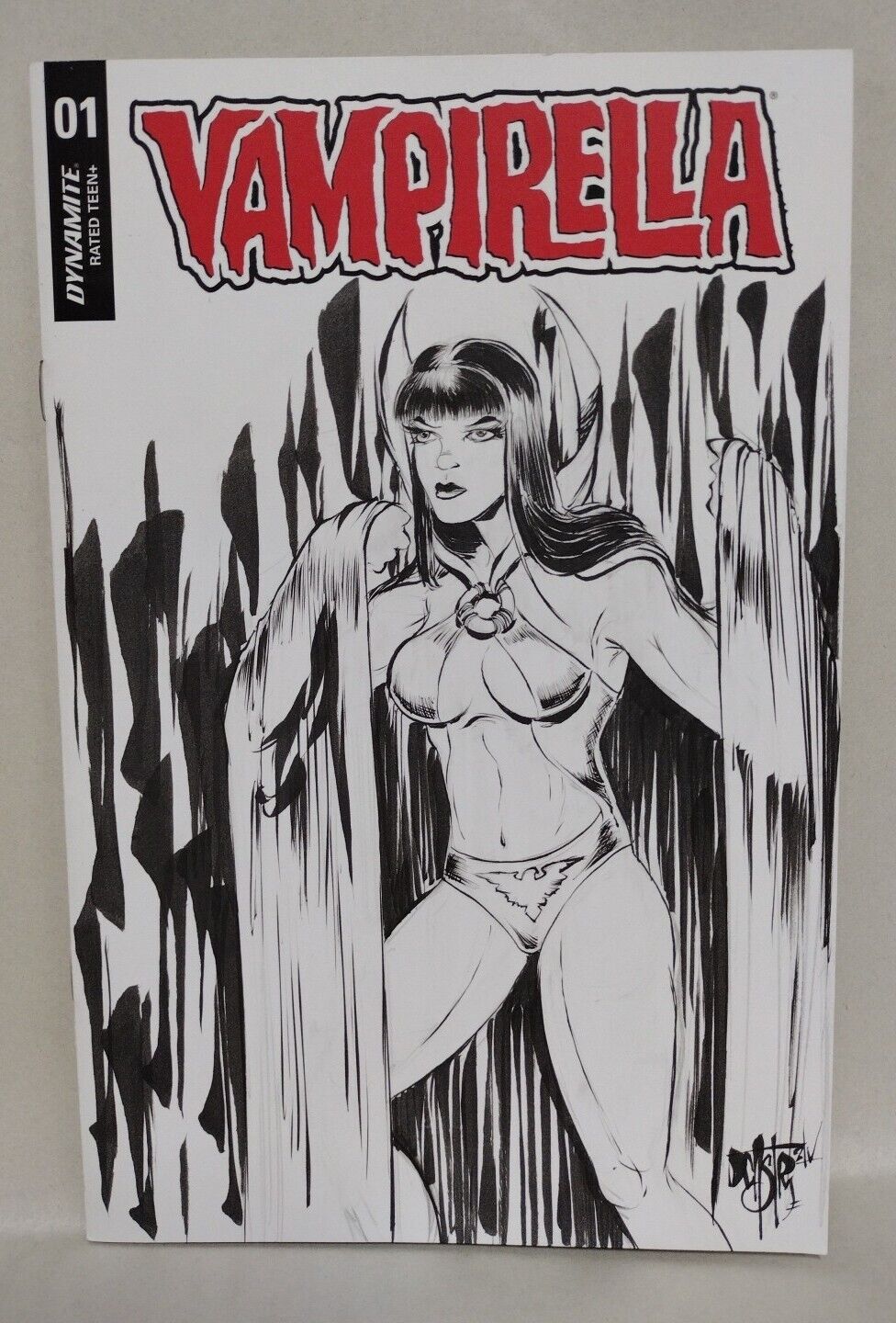 Vampirella #1 (2019) Dynamite Sketch Variant Comic W Original Dave Castr Art COA