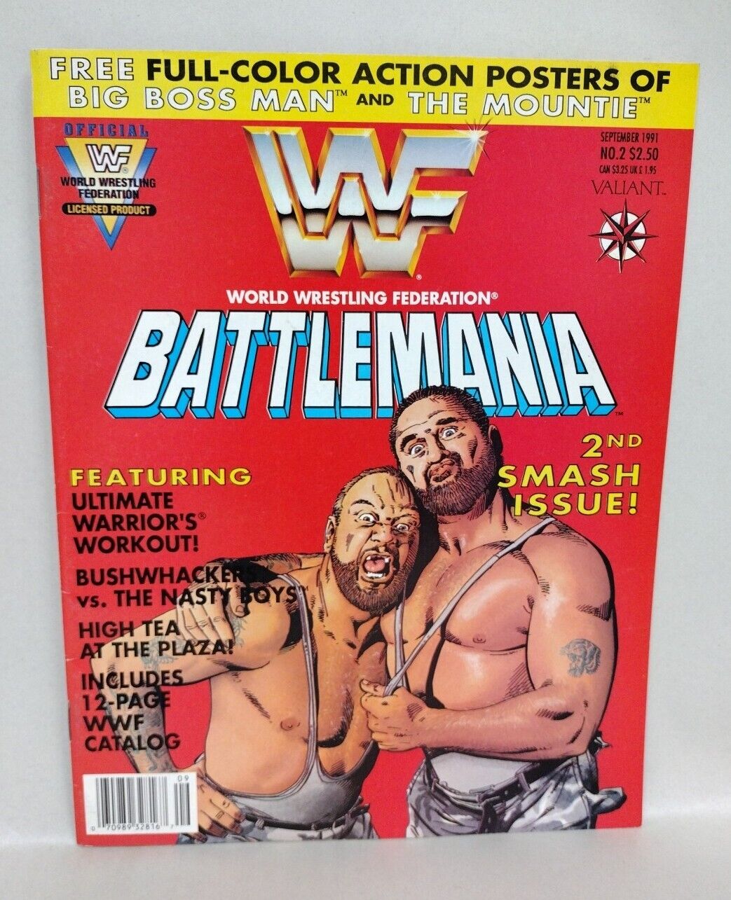 WWF Battle Mania (1991) Valiant Comic Magazine Lot Set #1 &2 W Poster Inserts