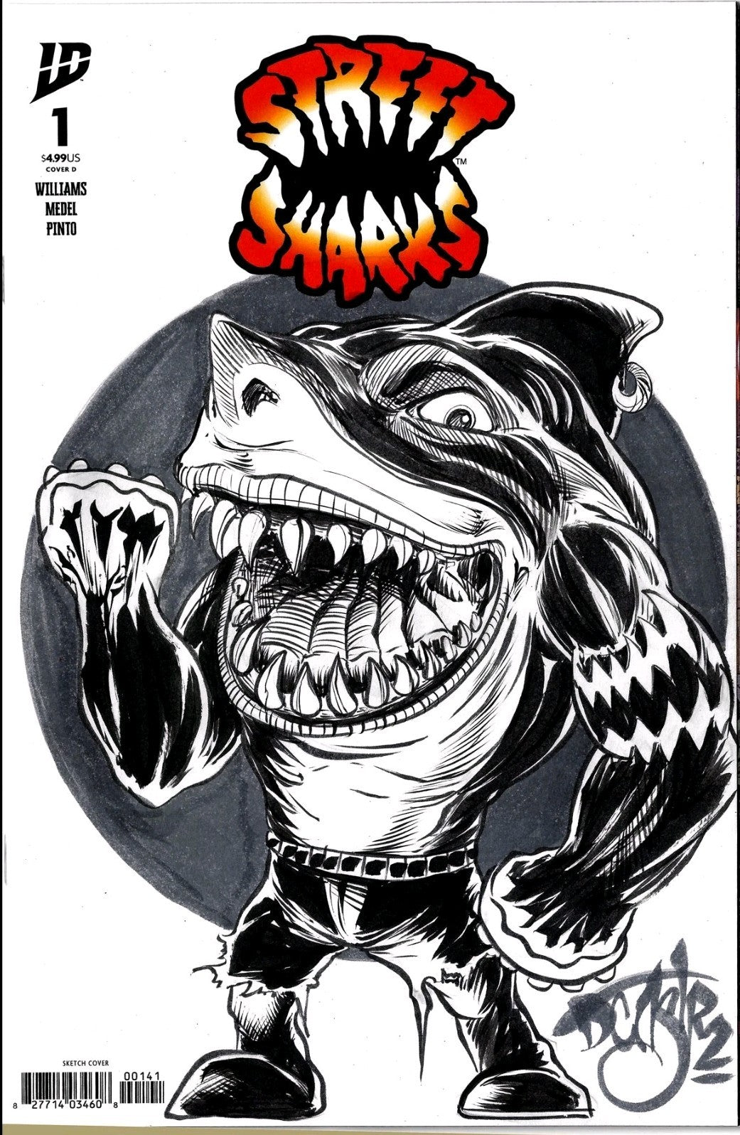 Street Sharks 1 IDW 2025 Comic Sketch Cover Var W Original DCastr Ripster Art
