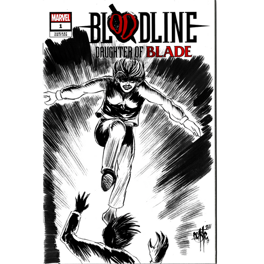 BLOODLINE DAUGHTER OF BLADE 1 Blank Variant Cover Comic Original Art Dave Castr