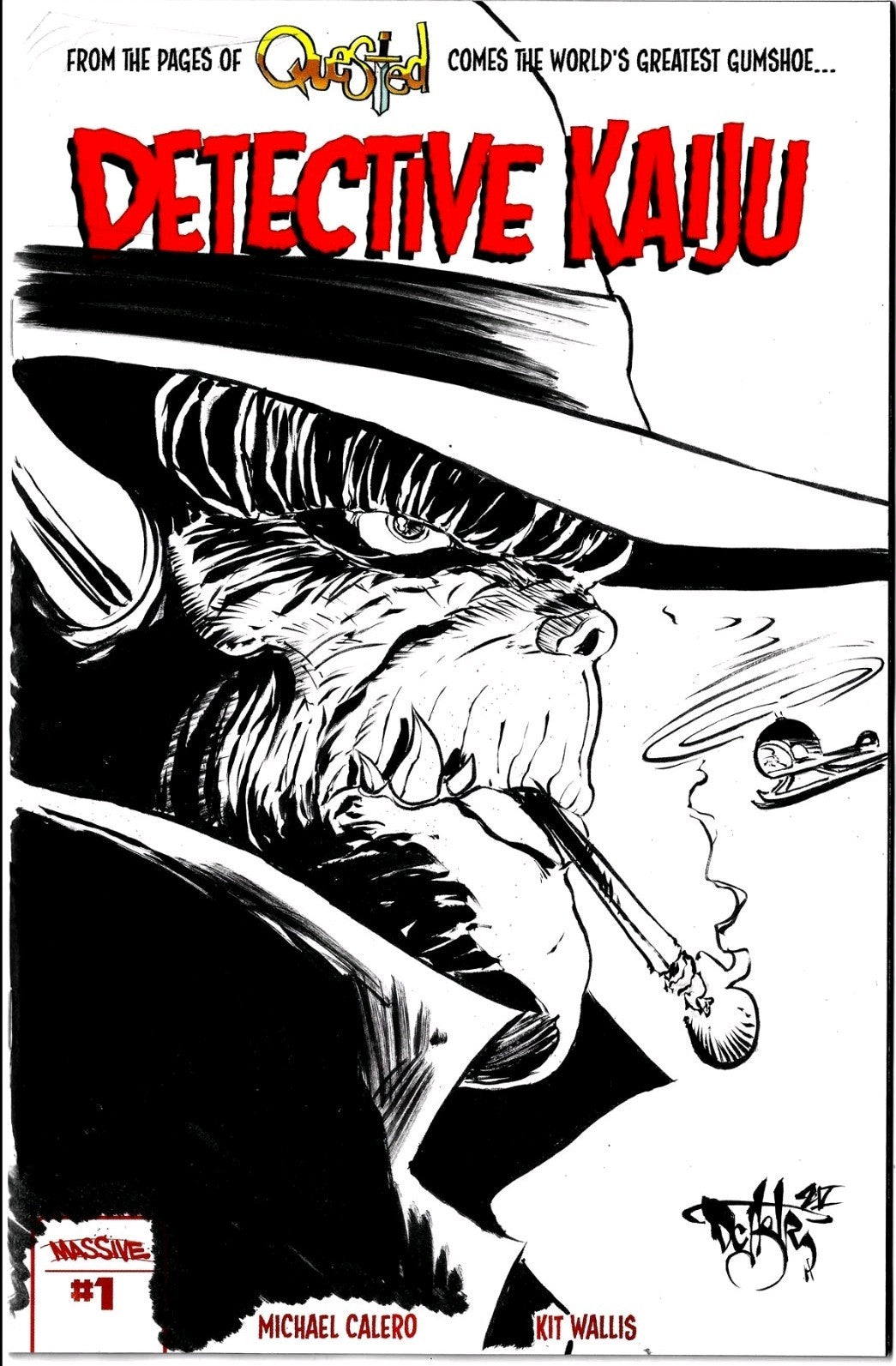 Detective Kaiju #1 (2025) Massive Comic Sketch Cover Variant W Original Art NM