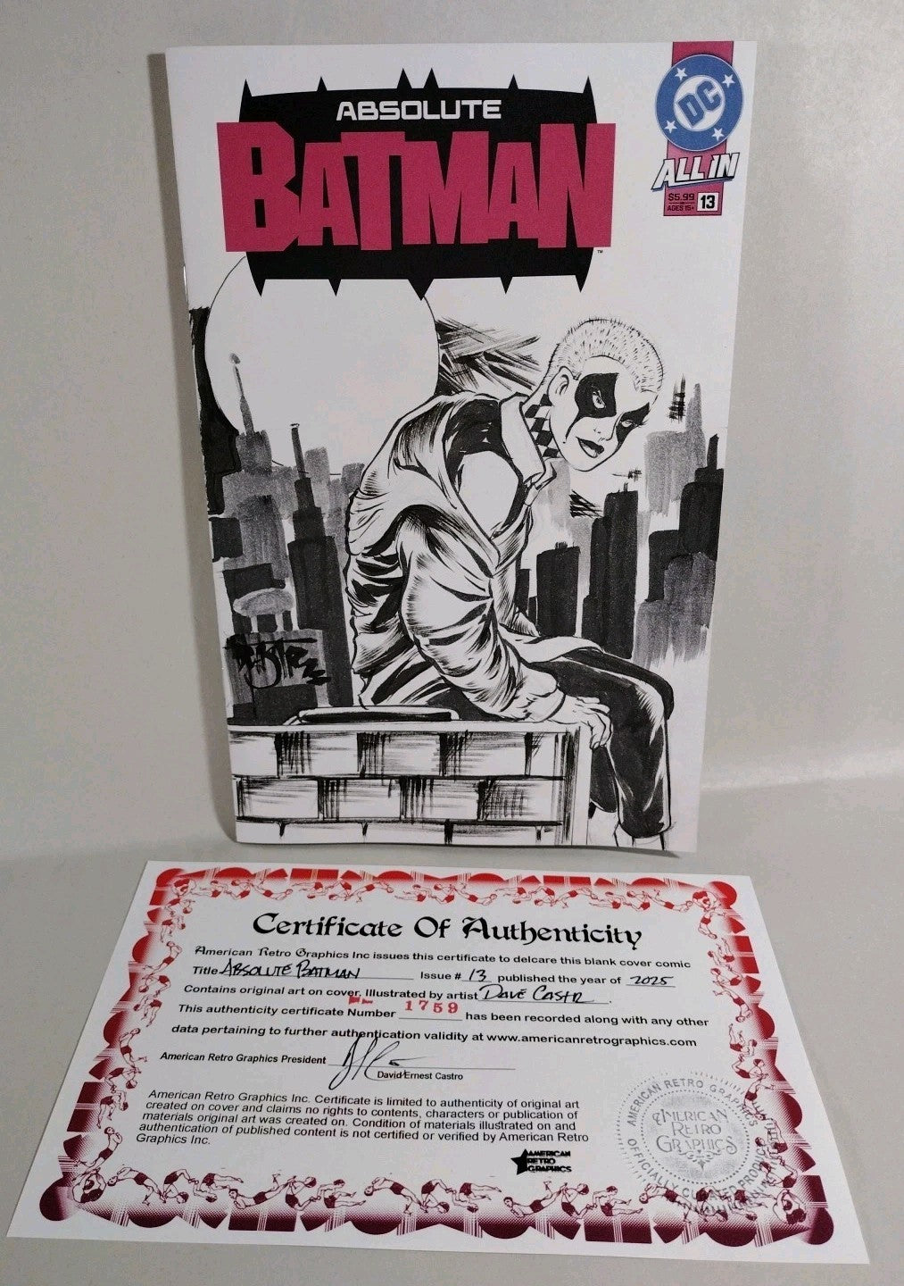 Absolute Batman 13 (2025) DC Comic Sketch Variant Cvr W Original Dave Castr Art