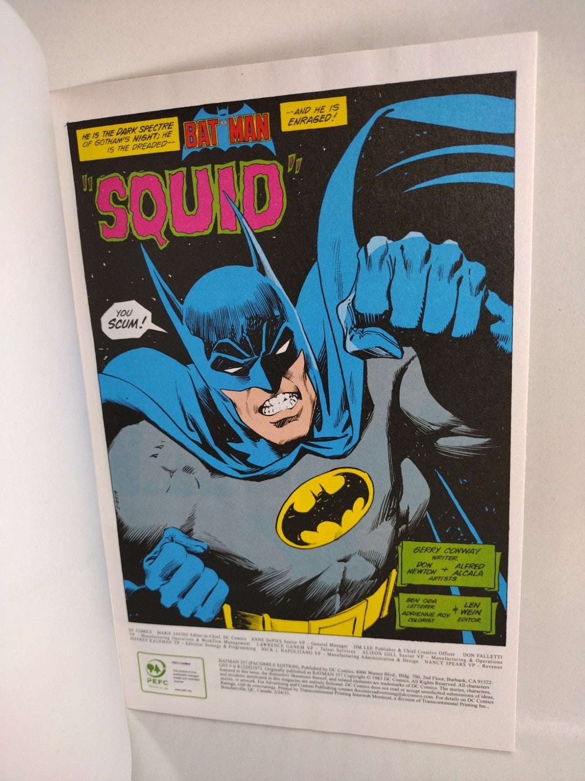 BATMAN #357 Facsimile (2023) DC Comic Blank Sketch Cover C Variant NM