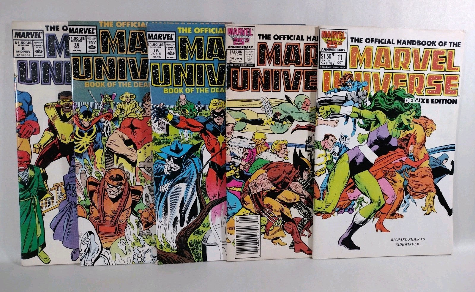 Official Handbook Of Marvel Universe Deluxe Comic Lot #11 14 16 18 Update '89 #6